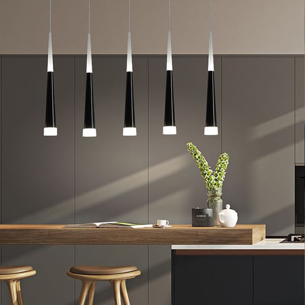 Led Pendant Lamp Dimmable Hanging Lamps Kitchen Island Dining Room Shop Bar Counter Decoration Cylinder Pipe Kitchen Lights
