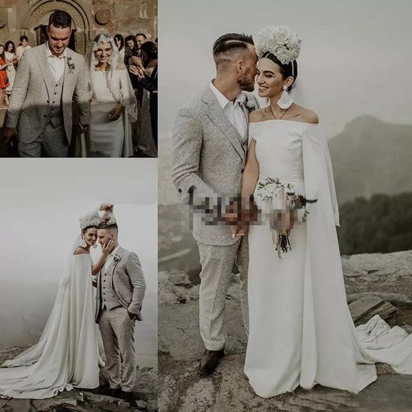 Vintage Boat Neck Wedding Dresses 2019 Cut Cape bohemian Bridal Gowns Sweep Train Elegant Simple Modern Vestido De Noiva
Vintage Boat Neck Wedding Dresses 2019 Cut Cape bohemian Bridal Gowns Sweep Train Elegant Simple Modern Vestido De Noiva