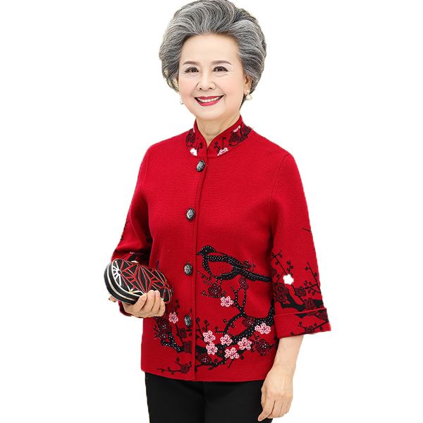 women's knits & tees sweaters middle-aged grandma fashion coat spring autumn embroidered knitted sweater cardigan outerwear plus size 5, White
women's knits & tees sweaters middle-aged grandma fashion coat spring autumn embroidered knitted sweater cardigan outerwear plus size 5, White