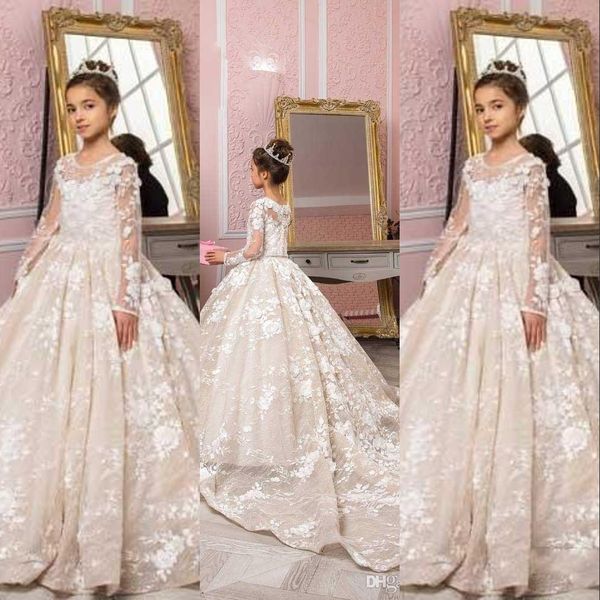 new champagne flower girl dresses for weddings jewel neck lace appliques flowers long train little kids baby gowns first communion dresses, White;blue
new champagne flower girl dresses for weddings jewel neck lace appliques flowers long train little kids baby gowns first communion dresses, White;blue