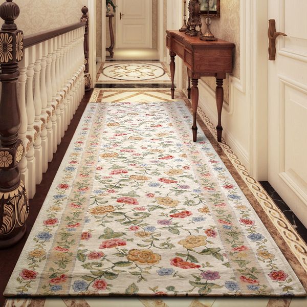 european vintage style long size beige floral carpet for stairway corridor carpet american style home decoration runner rug 
european vintage style long size beige floral carpet for stairway corridor carpet american style home decoration runner rug