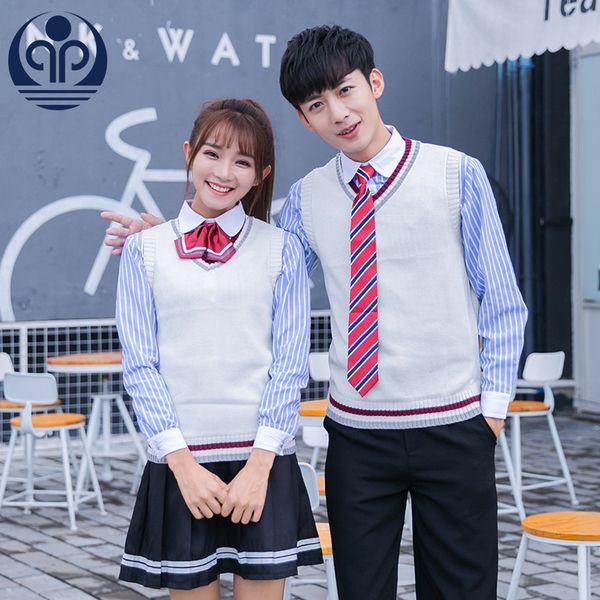 student school uniform v collar sweater vest school uniform jk fashion class long sleeve 4pcs d-0582, White
student school uniform v collar sweater vest school uniform jk fashion class long sleeve 4pcs d-0582, White