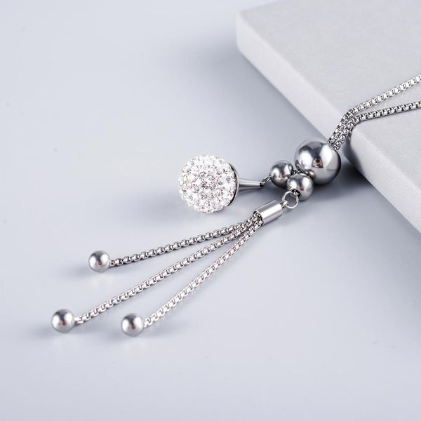 round pearl section stainless steel necklace long section ladies adjustable length pendant necklace sweater chain 3cm jewelry, Silver
round pearl section stainless steel necklace long section ladies adjustable length pendant necklace sweater chain 3cm jewelry, Silver