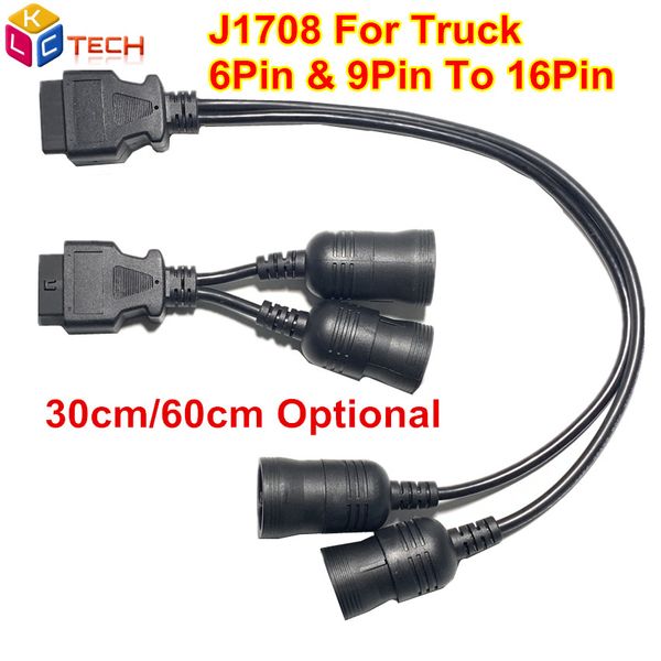 

car truck y cable obd obd2 16pin female to j1708 6pin/ j1939 9pin j1962f to j1708/j1939 obdii y cable