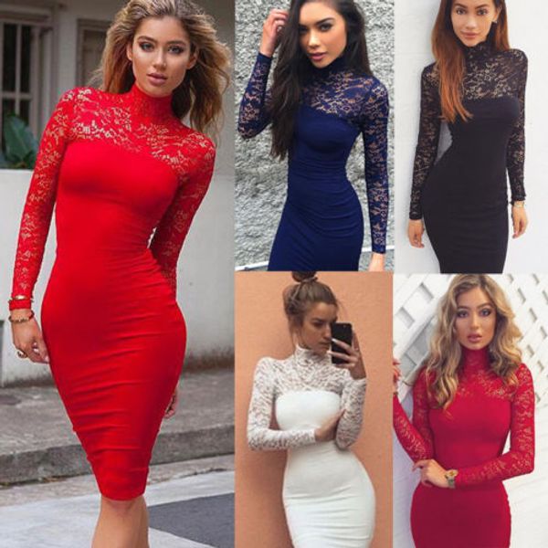 evening party short dress summer spring women long sleeve turtleneck solid lace bandage bodycon, Black;gray
evening party short dress summer spring women long sleeve turtleneck solid lace bandage bodycon, Black;gray
