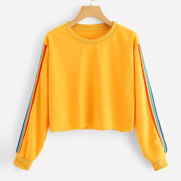 sweatshirt women's hoodies kpop female sweatshirts long sleeve rainbow patchwork o neck hoodie casual pullover streetwear f731, Black
sweatshirt women's hoodies kpop female sweatshirts long sleeve rainbow patchwork o neck hoodie casual pullover streetwear f731, Black