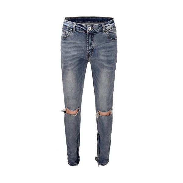 high street zipper denim pants knee holes washed men's slim jeans fashion men's long jeans, Blue
high street zipper denim pants knee holes washed men's slim jeans fashion men's long jeans, Blue