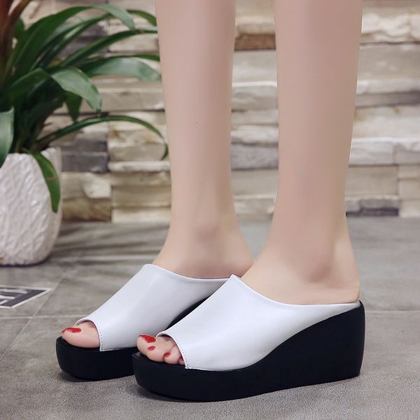 2019 women summer leisure slides women platform wedges fish mouth sandals white black thick bottom ladies slippers
2019 women summer leisure slides women platform wedges fish mouth sandals white black thick bottom ladies slippers