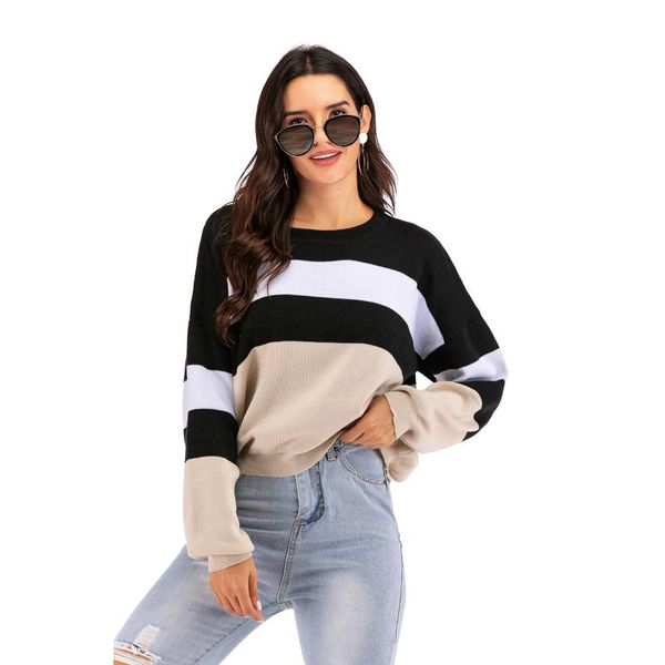 casual winter oversized knitted sweater women colorblock chunky pullover female korean style striped knitwear vintage jumper top, White;black
casual winter oversized knitted sweater women colorblock chunky pullover female korean style striped knitwear vintage jumper top, White;black