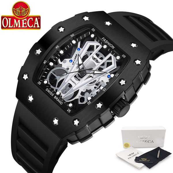 

olmeca 0905m men quartz watch 2019 silicone band fashion multifunction 3atm waterproof luminous display sport wristwatch man, Slivery;brown