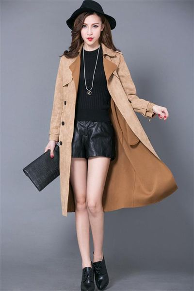 fashion suede trench coat women spring autumn long coat plus size s-6xl windbreaker female double-breasted trench, Tan;black
fashion suede trench coat women spring autumn long coat plus size s-6xl windbreaker female double-breasted trench, Tan;black