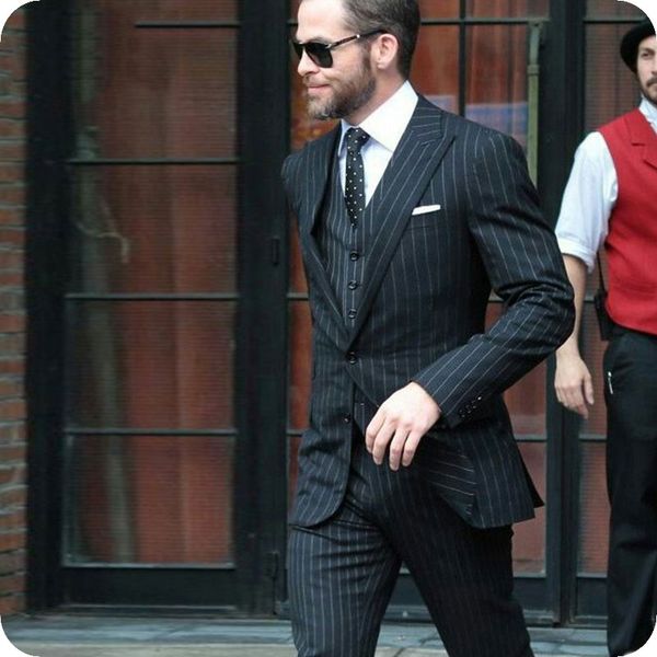 custom made black pinstripe men suits formal business man blazers 3piece groom tuxedos classic fit male outfit latest designs costume homme, Black;gray
custom made black pinstripe men suits formal business man blazers 3piece groom tuxedos classic fit male outfit latest designs costume homme, Black;gray