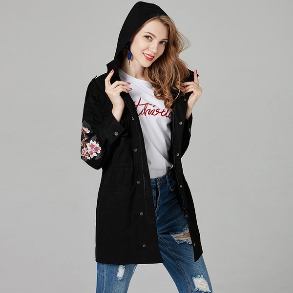 flower embroidery trench coat women hooded slim waist coats for flower embroidered hooded jacket female casual, Tan;black
flower embroidery trench coat women hooded slim waist coats for flower embroidered hooded jacket female casual, Tan;black
