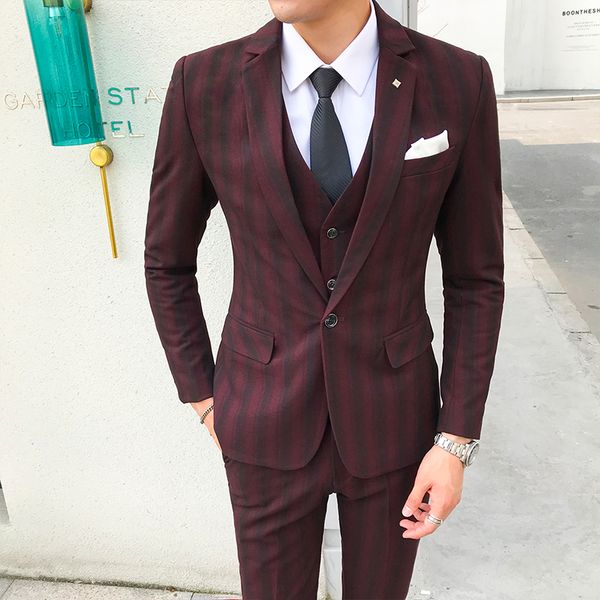2019 new men stripe high-grade formal groom wedding dress suit 3 piece set / mens formal business suit ( jacket + vest + pants, White;black
2019 new men stripe high-grade formal groom wedding dress suit 3 piece set / mens formal business suit ( jacket + vest + pants, White;black