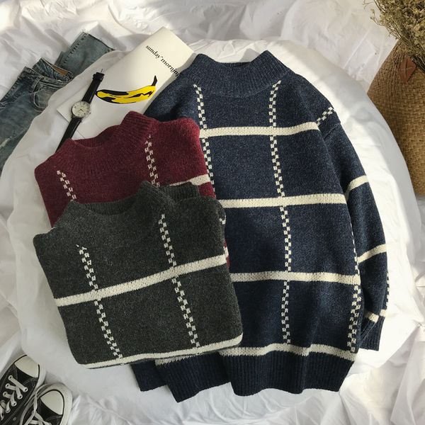 winter new sweater men warm fashion casual half-high collar sweater man streetwear wild loose plaid male clothes -2xl, White;black
winter new sweater men warm fashion casual half-high collar sweater man streetwear wild loose plaid male clothes -2xl, White;black