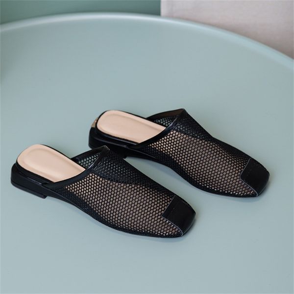 2019 summer women's slippers breathable mesh fabric sandals leather comfortable inner female slippers, Black 
2019 summer women's slippers breathable mesh fabric sandals leather comfortable inner female slippers, Black