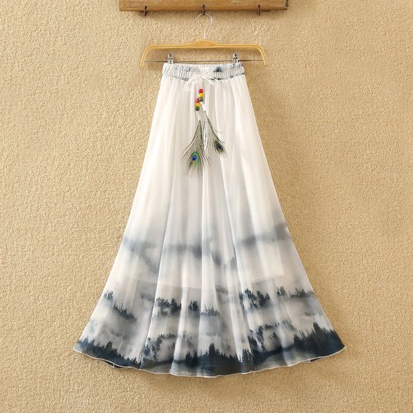 summer women long vintage elastic high waist chiffon skirts female tie bow bohemia skirt a-line print skirt saias ab1293, Black
summer women long vintage elastic high waist chiffon skirts female tie bow bohemia skirt a-line print skirt saias ab1293, Black