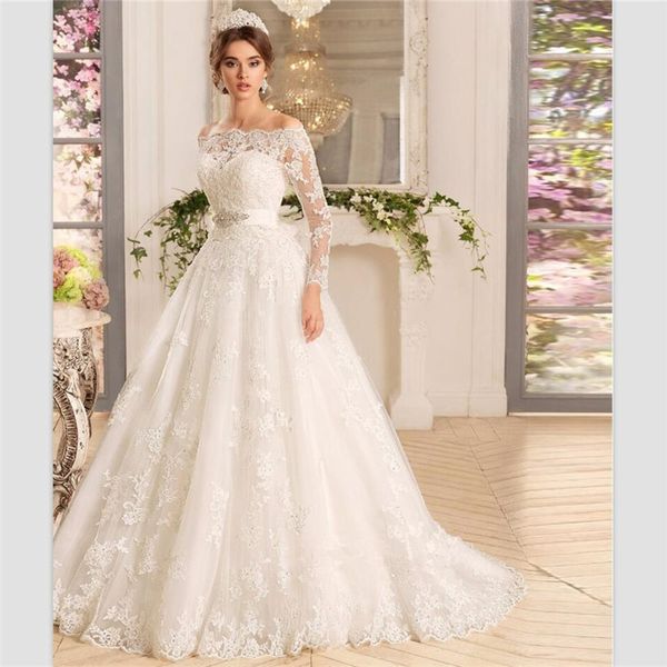 2018 Modern Ivory Lace A Line Wedding Dresses Sweep Train Off Shoulder Bridal Gowns Custom Long Sleeves Bohemain Bridal Dresses
2018 Modern Ivory Lace A Line Wedding Dresses Sweep Train Off Shoulder Bridal Gowns Custom Long Sleeves Bohemain Bridal Dresses