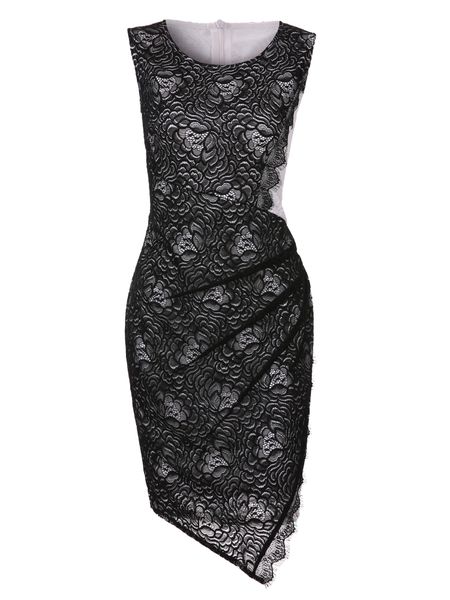 new women sleeveless lace mini dress o neck back zipper bodycon bandage dress black g9765b-xl, Black;gray
new women sleeveless lace mini dress o neck back zipper bodycon bandage dress black g9765b-xl, Black;gray