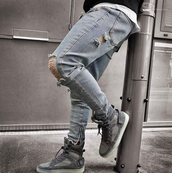 zipper fly pencil pants casual mens hip hop jeans mens designer jeans denim slim holes, Blue
zipper fly pencil pants casual mens hip hop jeans mens designer jeans denim slim holes, Blue