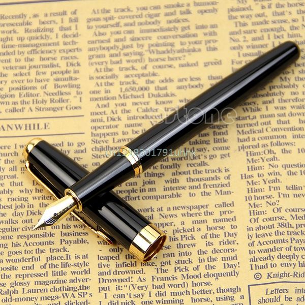 2 colors exquisite stainless steel fountain pens silver gold trim m nib size pen #1
2 colors exquisite stainless steel fountain pens silver gold trim m nib size pen #1