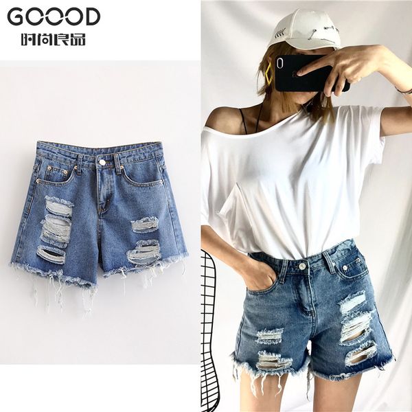 goood 2019 women denim shorts summer casual high waist solid hole shorts ladies blue cute tee bottom, White;black
goood 2019 women denim shorts summer casual high waist solid hole shorts ladies blue cute tee bottom, White;black