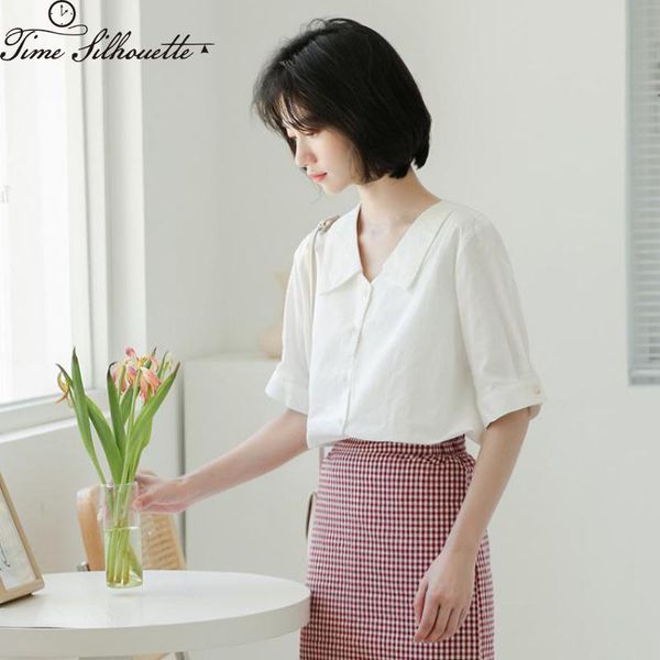 turn down collar cotton shirt women's short sleeves 2020 summer ladies blouses new loose simple thin casual blouse tide m194, White
turn down collar cotton shirt women's short sleeves 2020 summer ladies blouses new loose simple thin casual blouse tide m194, White
