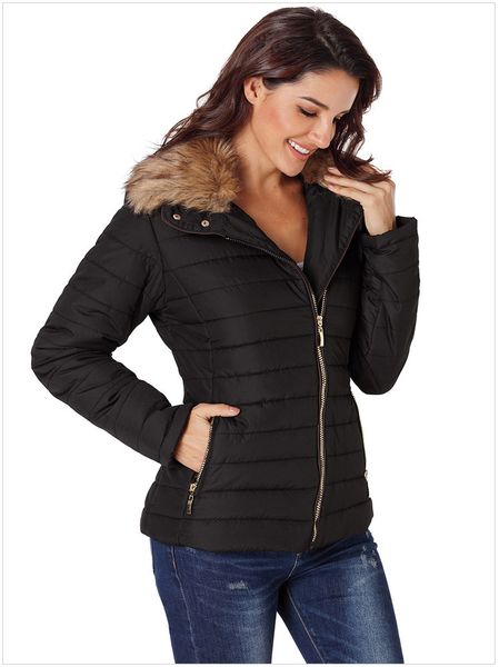 women winter coats solid color casual sample warm thick long sleeved fur stand collar down jackets womens fashion coats, Black
women winter coats solid color casual sample warm thick long sleeved fur stand collar down jackets womens fashion coats, Black