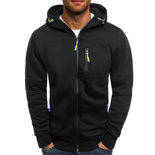 2018 new style fashion zipper pocket men's jacket warm jacket coat sweatshirt with hat thick outwear, Black;brown