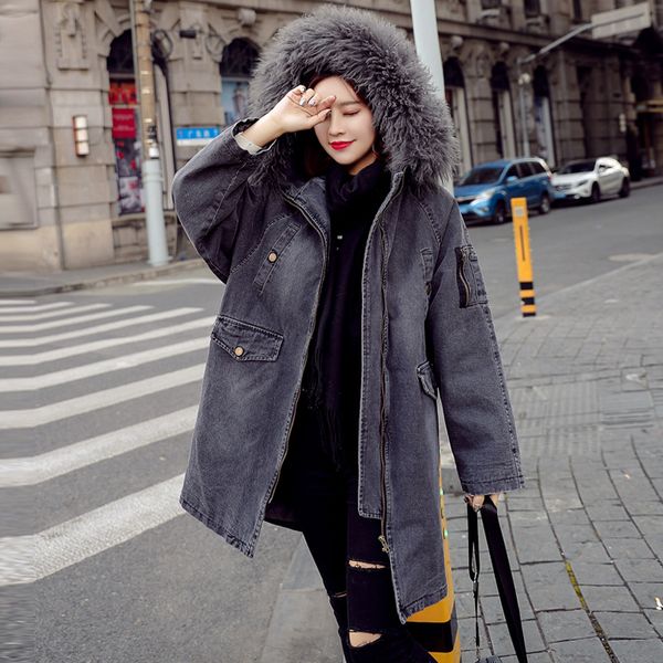 winter cotton jacket coat women thicken warm cotton-padded parka female hooded lambswool jeans denim jacket ladies long overcoat, Tan;black
winter cotton jacket coat women thicken warm cotton-padded parka female hooded lambswool jeans denim jacket ladies long overcoat, Tan;black