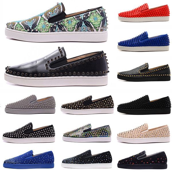 2019 new arrival red bottoms mens women shoes fashion luxury suede leather with studded spikes loafers rivets casual dress flats, Black
2019 new arrival red bottoms mens women shoes fashion luxury suede leather with studded spikes loafers rivets casual dress flats, Black