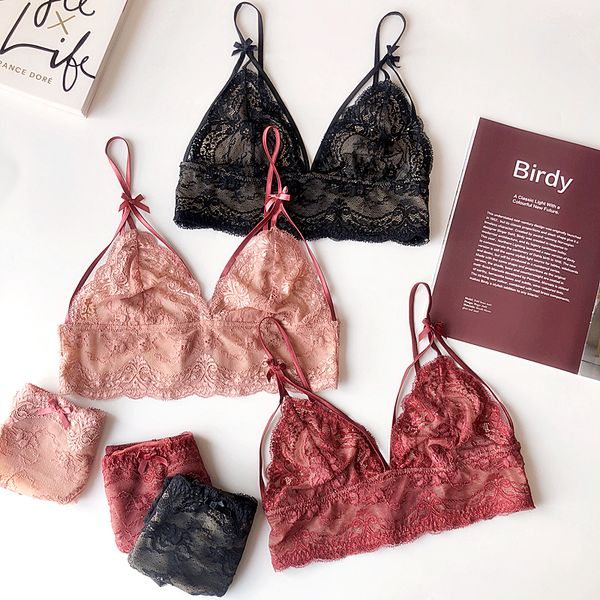 wriufred women lace ultra-thin underwear brassiere sets bow triangle cup bra set ladies lingerie plus size bras, Red;black
wriufred women lace ultra-thin underwear brassiere sets bow triangle cup bra set ladies lingerie plus size bras, Red;black