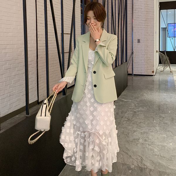 spring new korean version of casual loose-fit small suit jacket fashion wild mid-length suit womens, White;black
spring new korean version of casual loose-fit small suit jacket fashion wild mid-length suit womens, White;black