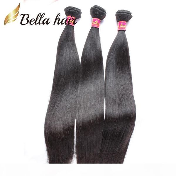 

bella hair virgin hair 3 bundles 8"-30" straight indian human hair weaves extensions double weft natural color ing, Black