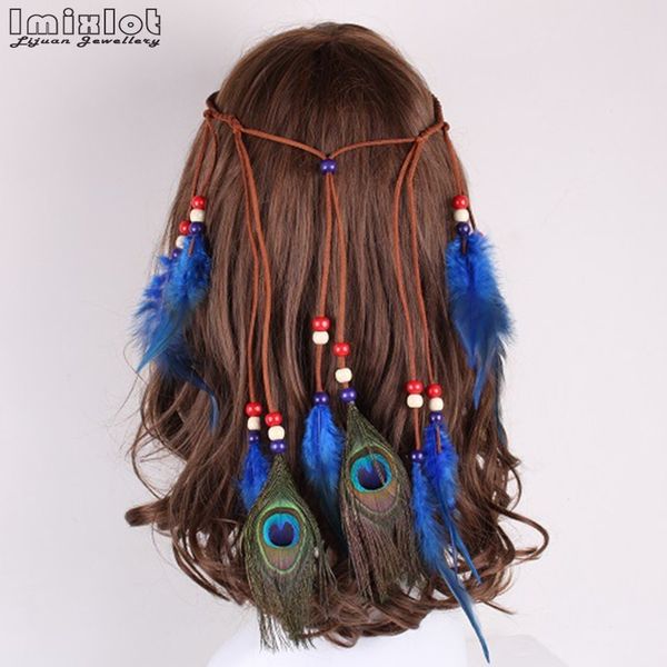 1pc feather headband women headdress bohemian style peacock feather beaded handmade hair bands hair accessories
1pc feather headband women headdress bohemian style peacock feather beaded handmade hair bands hair accessories