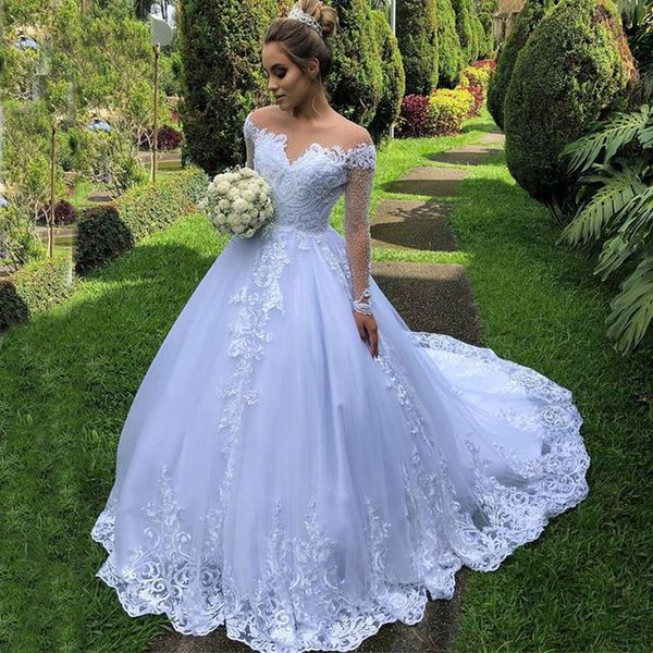 white wedding dress sheer jewel neck beaded lace appliques long sleeve soft tulle bridal gowns with lace appliques
white wedding dress sheer jewel neck beaded lace appliques long sleeve soft tulle bridal gowns with lace appliques