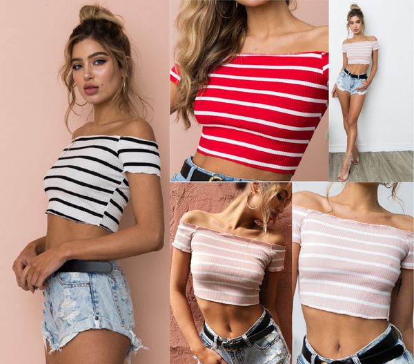 недавно летние повседневные модные футболки топы 3 стиль с коротким рукавом с плеча slash шеи полосатый тощий короткая длина топы, White 
недавно летние повседневные модные футболки топы 3 стиль с коротким рукавом с плеча slash шеи полосатый тощий короткая длина топы, White