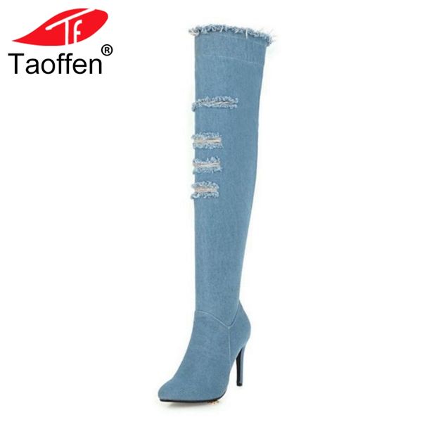 taoffen big size 33-48 denim women boots over knee winter shoes thin high heels boot holed female shoes fur warm footwear, Black
taoffen big size 33-48 denim women boots over knee winter shoes thin high heels boot holed female shoes fur warm footwear, Black