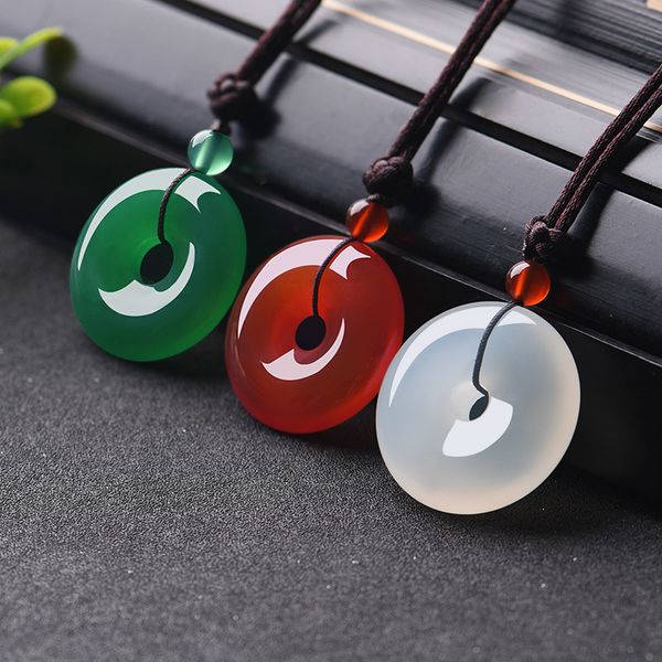 natural multicolor jade doughnut pendant agate necklace fashion accessories charm jewellery carved amulet gifts for women men, Silver
natural multicolor jade doughnut pendant agate necklace fashion accessories charm jewellery carved amulet gifts for women men, Silver