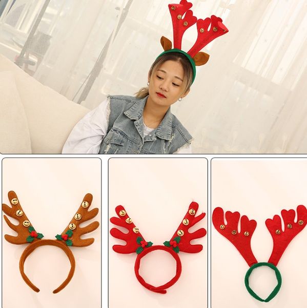 

reindeer antler hairband bell deer horn headbands ear head hoops christamas halloween party decorations kids children wear, Silver