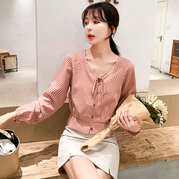 2019 new autumn women shirts full sleeve plaid slim blouse shirt green it all 923, White
2019 new autumn women shirts full sleeve plaid slim blouse shirt green it all 923, White