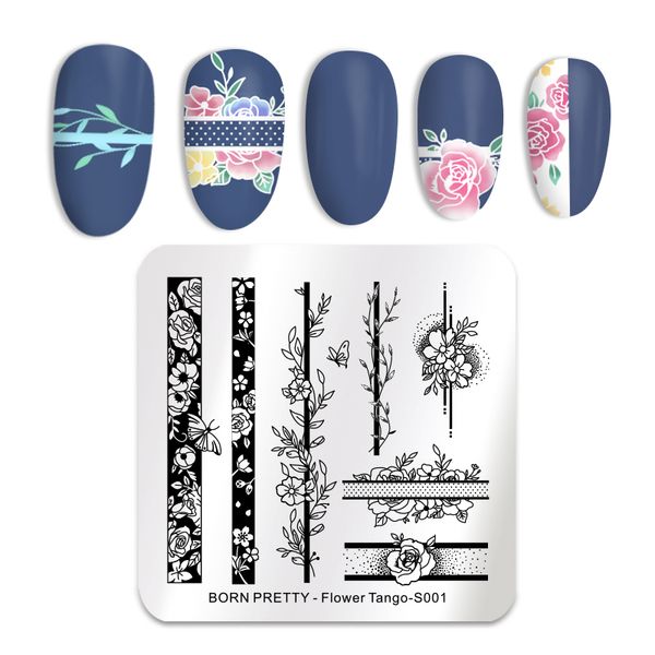 born pretty flowers tango theme stamping template rectangle nail stamping plates stainless steel manicure nail art design tools, White
born pretty flowers tango theme stamping template rectangle nail stamping plates stainless steel manicure nail art design tools, White