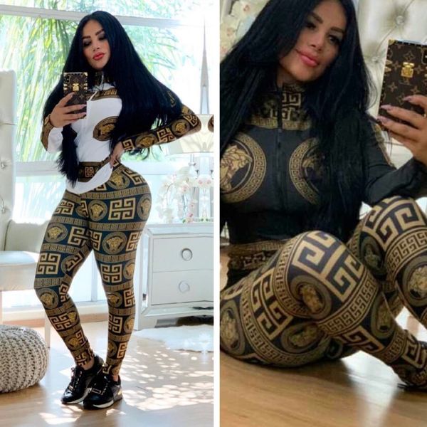 2019 new women fashion print 2 pieces set skinny tracksuit sporty wear casual female outfits xxl, White
2019 new women fashion print 2 pieces set skinny tracksuit sporty wear casual female outfits xxl, White