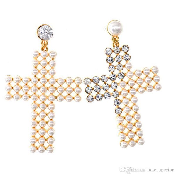 women pearl rhinestone cross earring bling bling cross stud earring gift for love girlfriend fashion jewelry high quality, Golden;silver
women pearl rhinestone cross earring bling bling cross stud earring gift for love girlfriend fashion jewelry high quality, Golden;silver