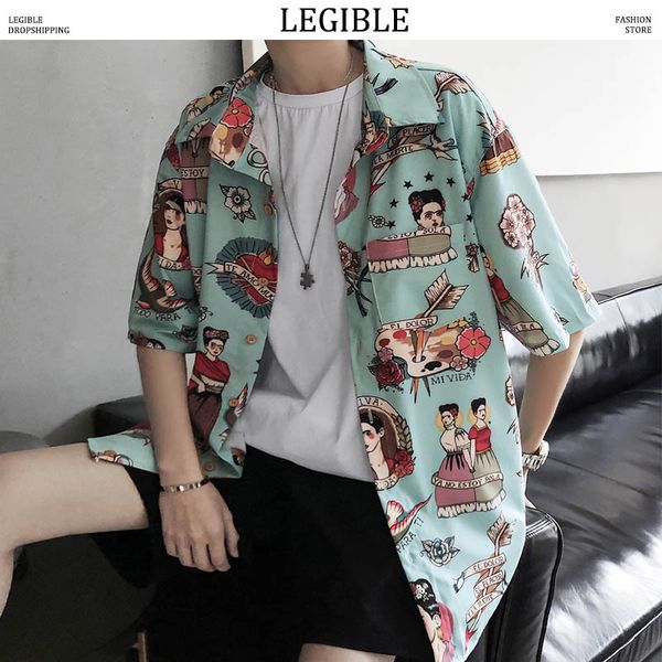 legible shirt men 2019 men japanese short sleeve shirt male hawaiian characters printed shirts casual loose oversize clothes, White;black
legible shirt men 2019 men japanese short sleeve shirt male hawaiian characters printed shirts casual loose oversize clothes, White;black