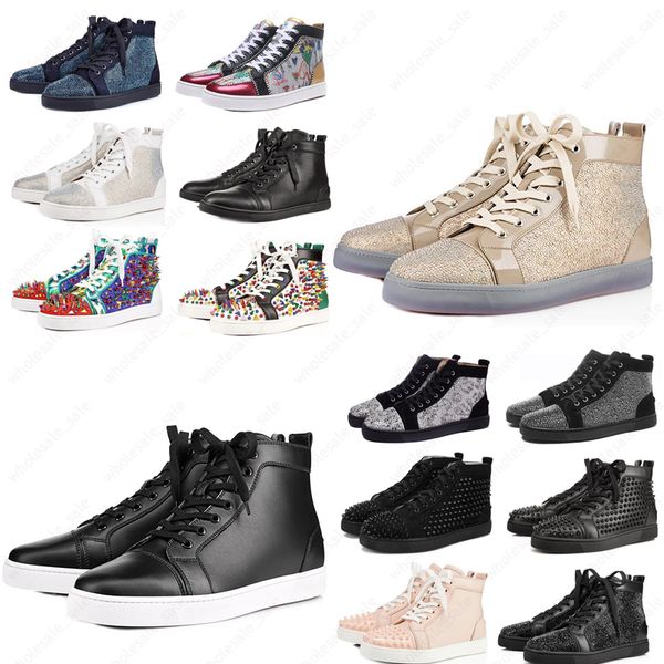 with box ace designer brand red bottom studded spikes flat shoes men women fashion high cut multicolor party lovers casual shoes, Black
with box ace designer brand red bottom studded spikes flat shoes men women fashion high cut multicolor party lovers casual shoes, Black