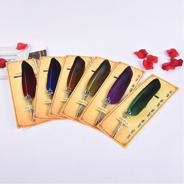 2 pcs feather pen dip pen flower metal body round body dipping lacquer suit purple green brown blue feather gift
2 pcs feather pen dip pen flower metal body round body dipping lacquer suit purple green brown blue feather gift