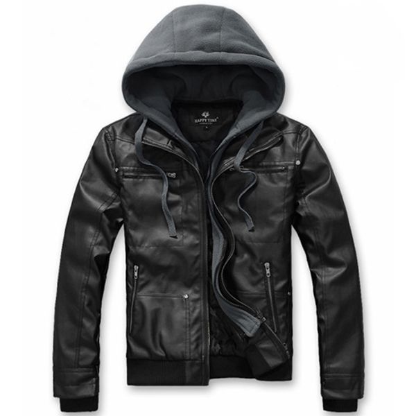 men hooded jacket and coat autumn winter warm casual leather jackets pu coats slim fit outerwear male zipper hoody sportswear, Black
men hooded jacket and coat autumn winter warm casual leather jackets pu coats slim fit outerwear male zipper hoody sportswear, Black