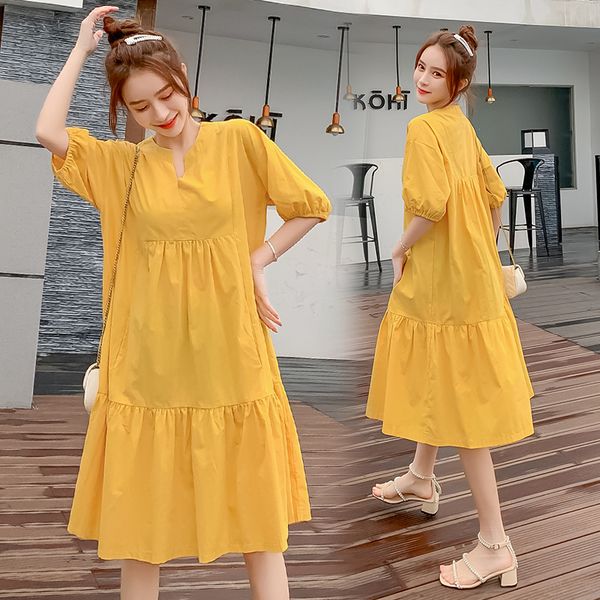 5903# maternity dress summer cotton solid color short sleeve loose stylish dress for pregnant women mom, White
5903# maternity dress summer cotton solid color short sleeve loose stylish dress for pregnant women mom, White