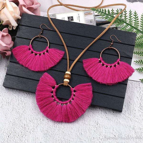wholesale- tassel earrings necklace set handmade multi colors bohemia women ethnic circle tassel jewelry set brincos, Silver
wholesale- tassel earrings necklace set handmade multi colors bohemia women ethnic circle tassel jewelry set brincos, Silver